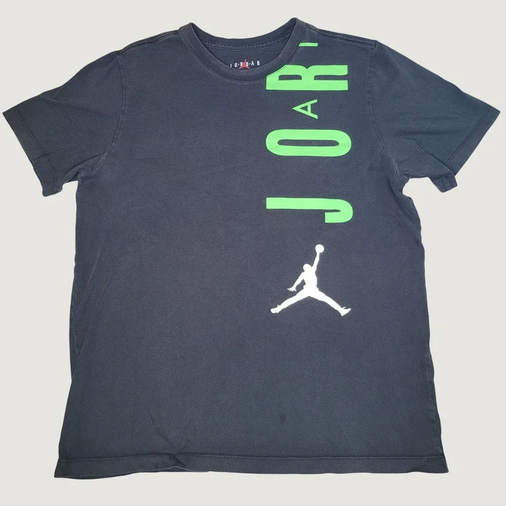 Jordan Jumpman Air T-Shirt Mens Large Black Neon Green CZ8402-011 Graphic Tee